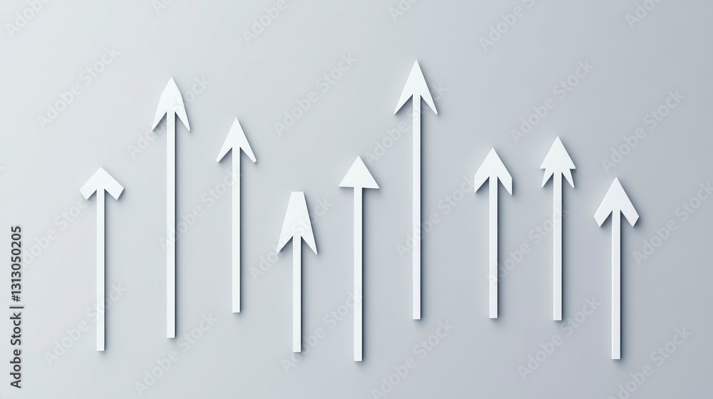 Poster a collection of upward-pointing arrows symbolizing growth and progress on a minimalist background