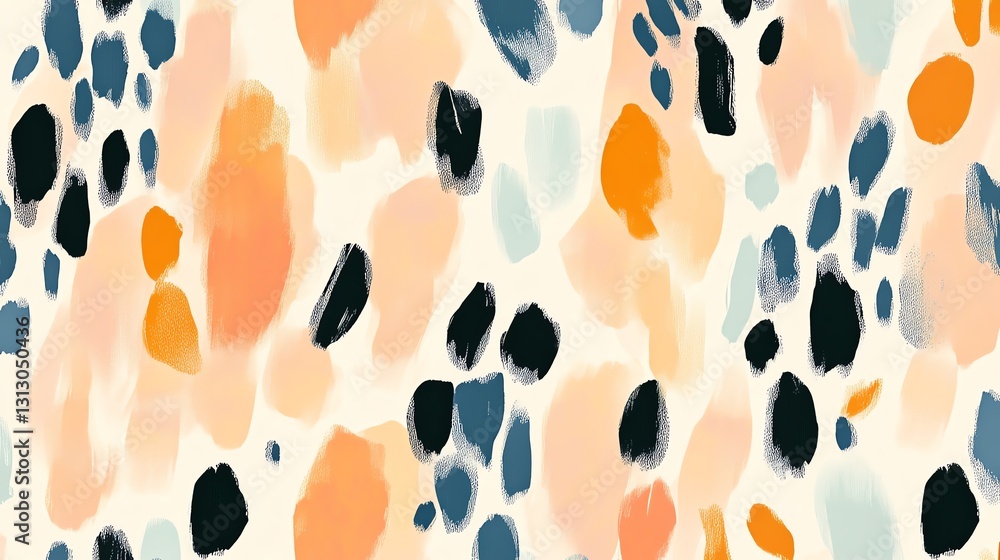 Aufkleber colorful abstract pattern featuring brush strokes and irregular shapes in pastel tones, creating a l