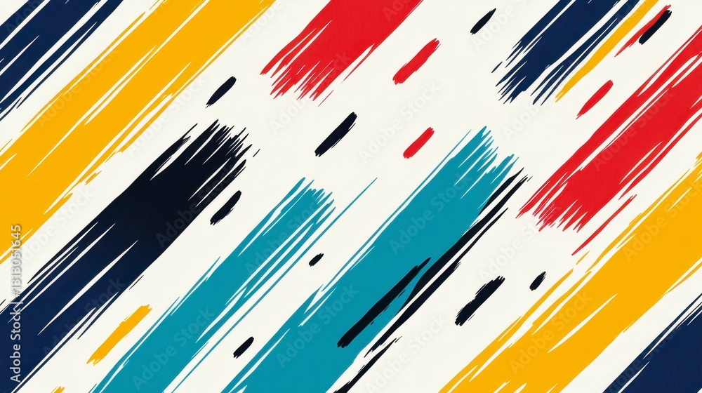 Poster vibrant abstract pattern featuring dynamic brush strokes in a variety of colors for modern design ap