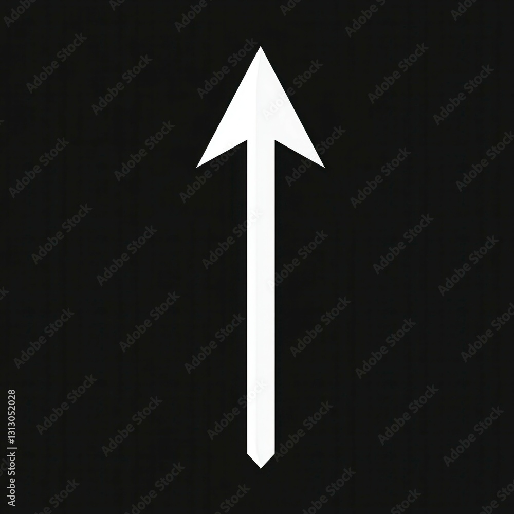 Poster a bold and minimalistic design featuring a large white arrow pointing upwards against a solid black 
