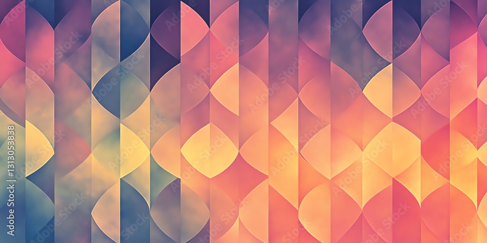 Poster colorful abstract design with geometric shapes and soft gradients in a vibrant pattern