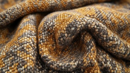 Obraz premium Textured mustard, gray, and beige woven fabric draped