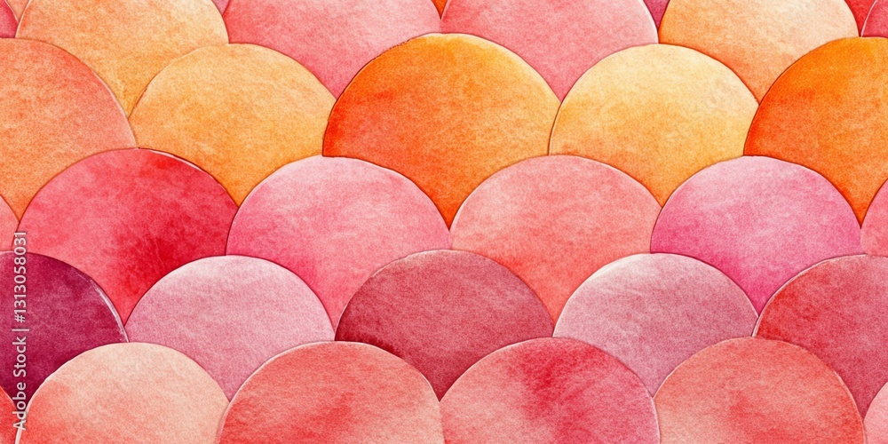 Poster colorful watercolor circles create a harmonious pattern of hues and tones in an abstract design
