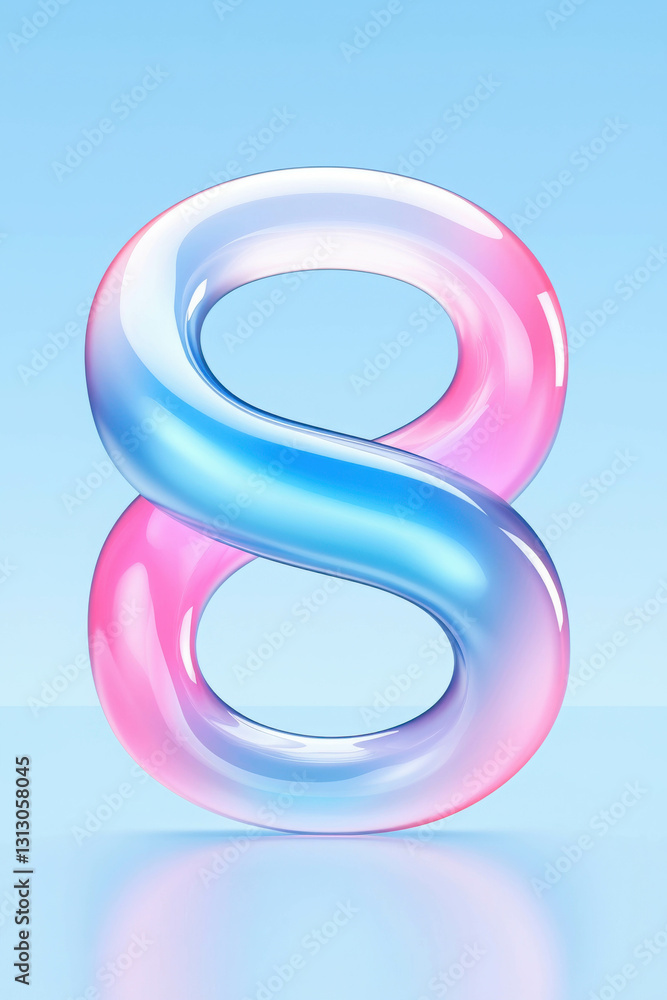 Aufkleber colorful 3d figure of number eight with glossy finish and soft gradient background