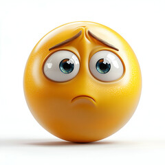 Fototapeta premium Yellow Sad Emoji Emoticon - 3D Cartoon Character with Glossy Exaggerated Features for Modern Digital Art and Social Media