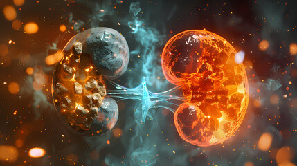 medical comparison of healthy vs diseased kidneys