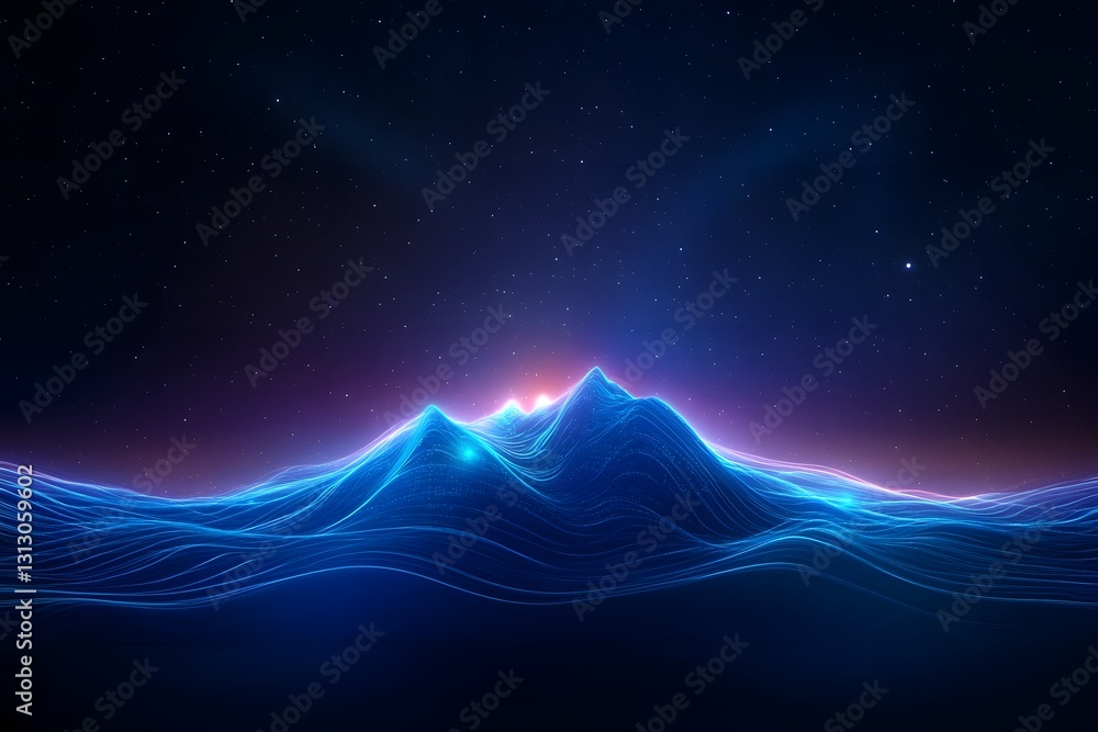 Aufkleber sleek digital techscape with swirling data orbs and luminescent patterns