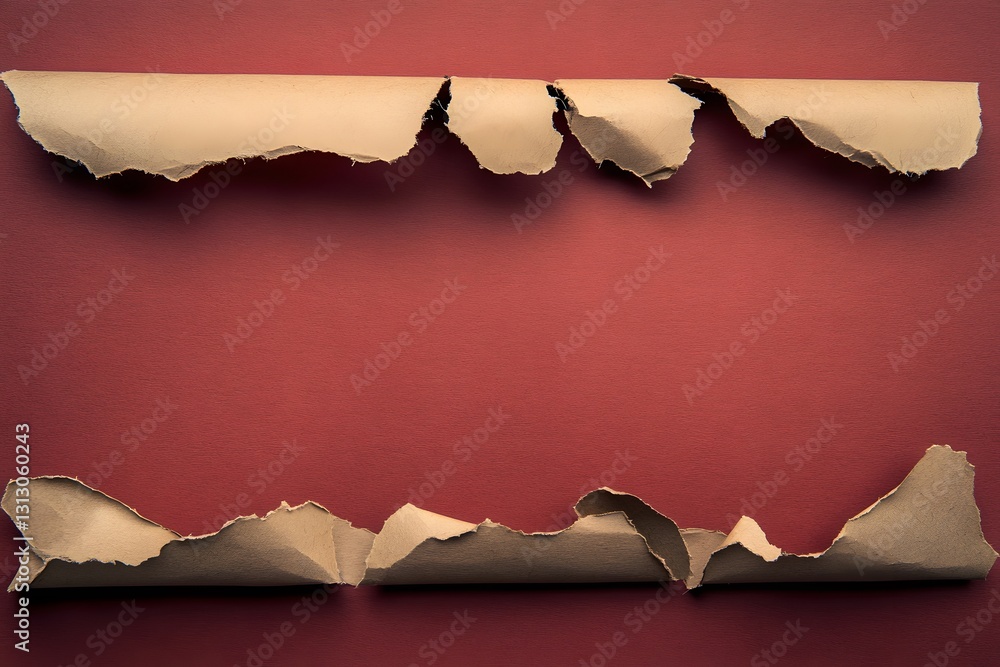 Poster torn paper frame on red background abstract texture