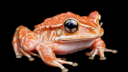 Fototapeta premium Orange Frog on Black Background Close Up