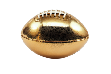 Golden rugby ball isolated on transparent background