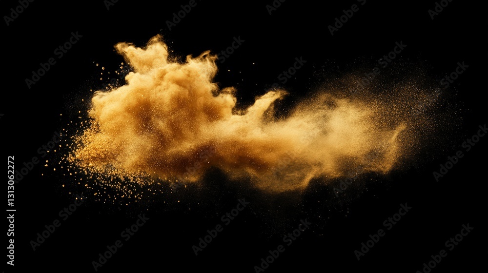 Poster vibrant yellow explosion of powder creating a dynamic and artistic visual experience of color and en