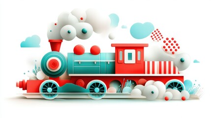 Obraz premium Cute and minimal train icon illustration with soft paper tones and textured design. Perfect for transportation-themed projects, apps, and playful educational content.