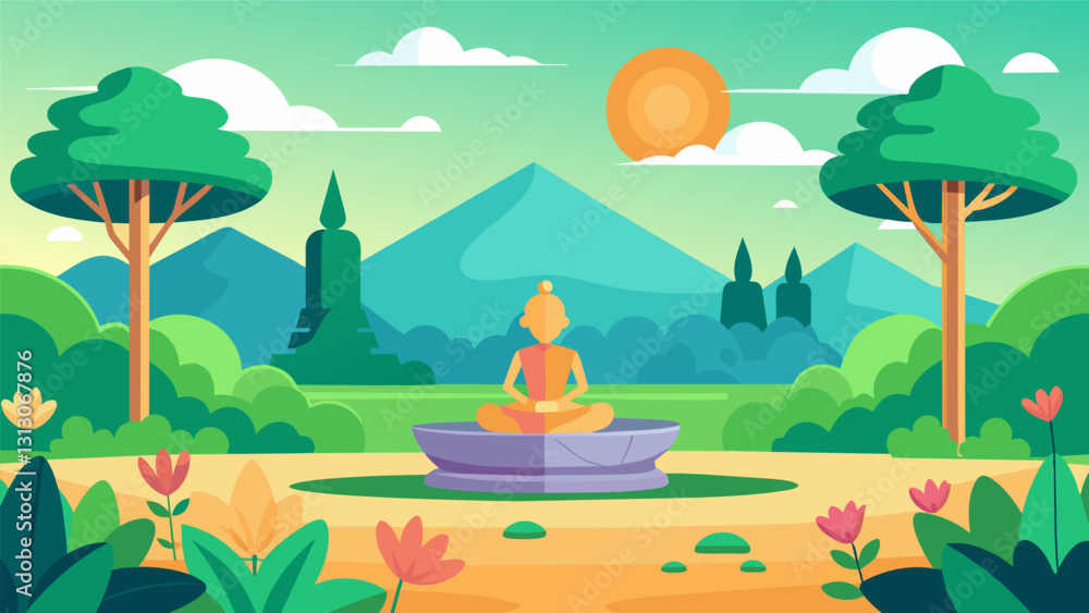 Poster the serene atmosphere of the garden creating an ideal space for deepening ones mindfulness practice 