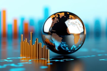 Abstract Concept of Global Economy with Graph and Globe Visuals