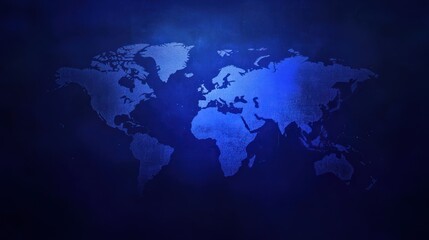 Obraz premium World map, dark blue background, abstract design, digital art, wallpaper, stock image