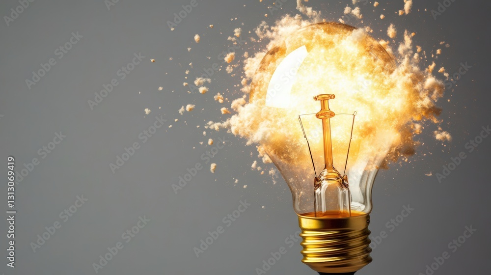 Aufkleber dramatic photo realistic image of a light bulb exploding symbolizing innovative ideas and creative e