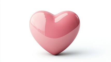 Fototapeta premium Pink heart on white background. Symbol of love, Valentine's Day, and romance.