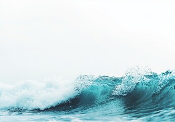 Fototapeta premium Serene Ocean Waves Gently Crashing on the Shore Under a Calm Sky, Evoking Tranquility and Natural Beauty in Seaside Landscapes