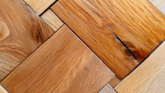Intricate wooden floor patterns with dynamic textures and natural tones highlighting geometric symmetry