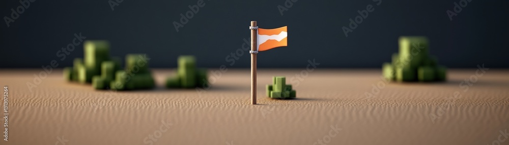 Aufkleber small flag on a tiny flagpole set against a minimalist background representing unity and identity in