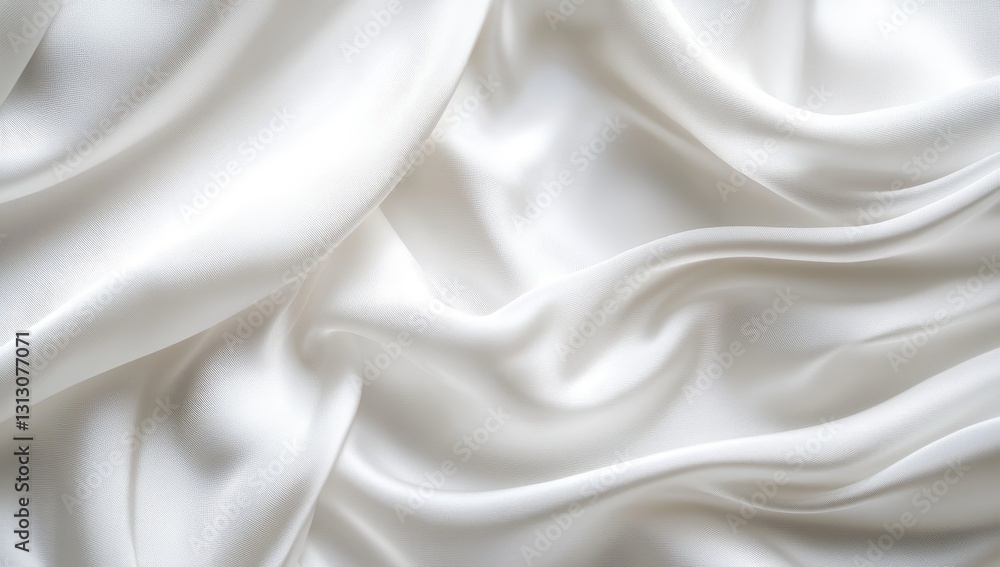 Poster smooth and flowing white satin fabric texture with elegant drapery and soft light reflections for fa
