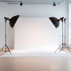 Photo studio with lighting and backdrop