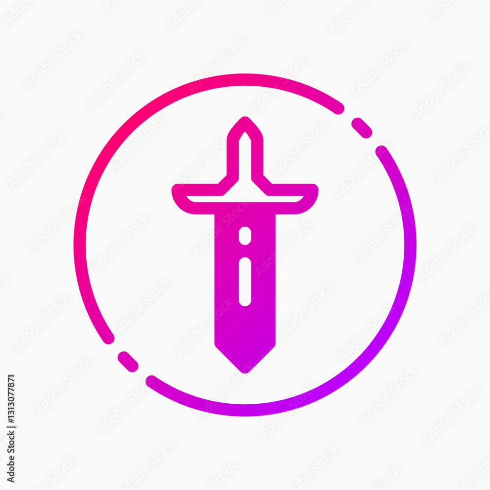 Poster design illustration graphic of sword icon with gradient style. suitable for ui, mobile design, web d