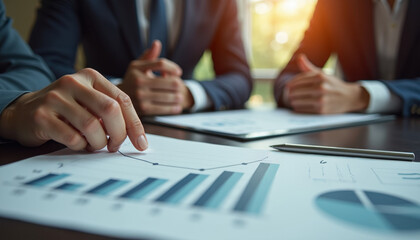 Business person analyzing financial graphs for corporate reports and strategic planning