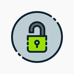 Design Illustration graphic of open padlock icon with colored line style. Suitable for UI, mobile design, web design, etc.