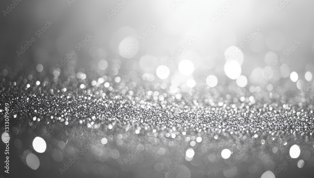 Poster soft out-of-focus sparkling background with light reflections highlighting silver and grey tones, id