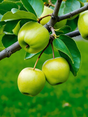 Apple ovary. Young apples on the tree begin to ripen. The life cycle of an apple.
