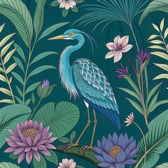 Obraz premium Botanical Heron Harmony