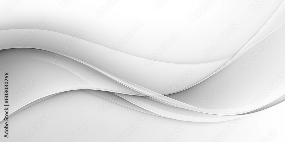 Poster abstract white background with soft gray waves