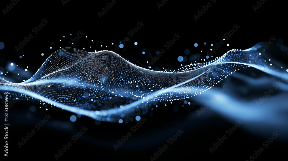 Poster digital waveform: a stunning digital waveform pulses with an ethereal glow against a dark background