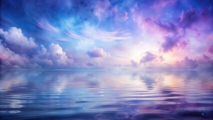 Obraz premium Dreamlike Celestial Waterscape Serene Twilight Reflection on a Calm Ocean Under a Starry Sky