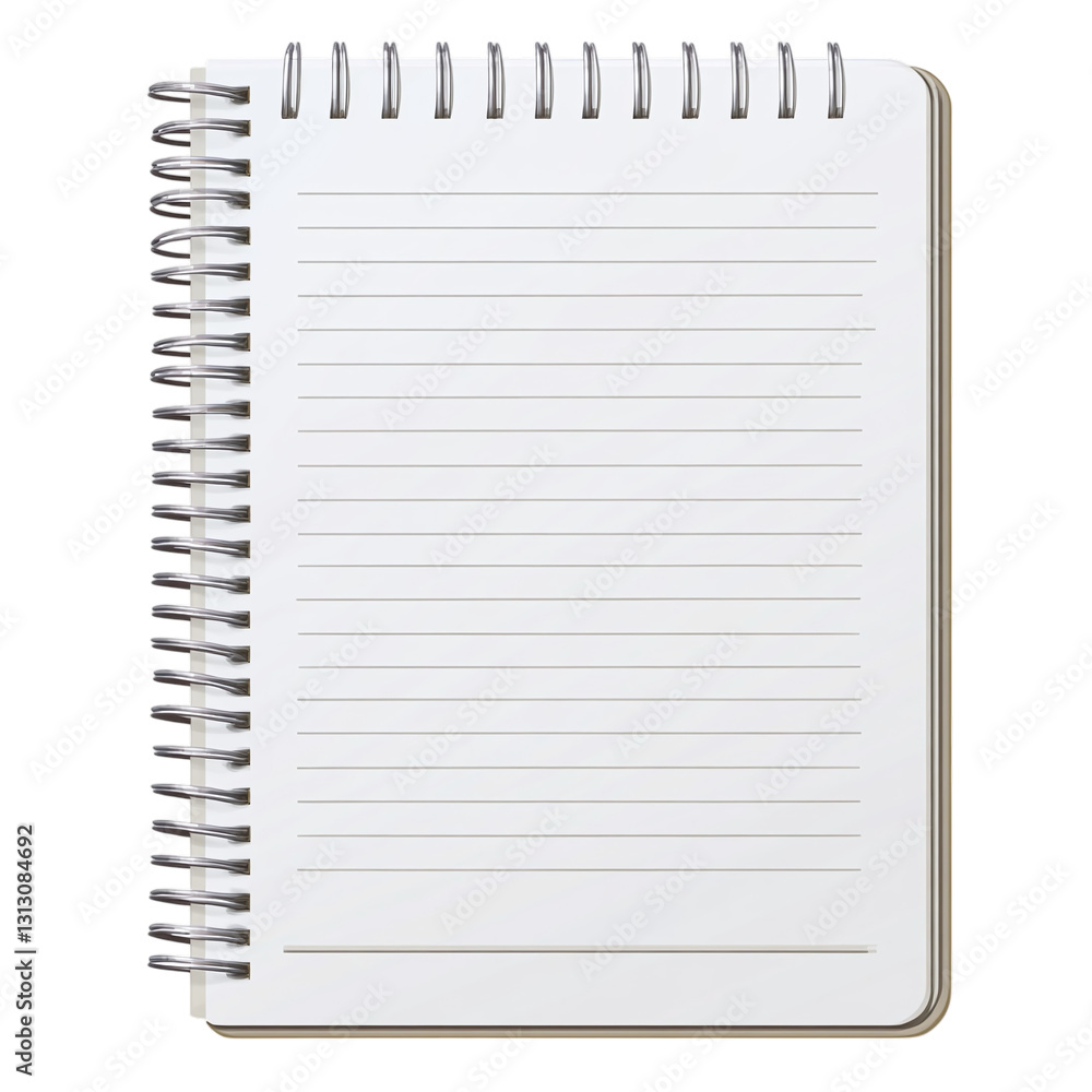 Poster notepad with lined pages isolated on transparent background