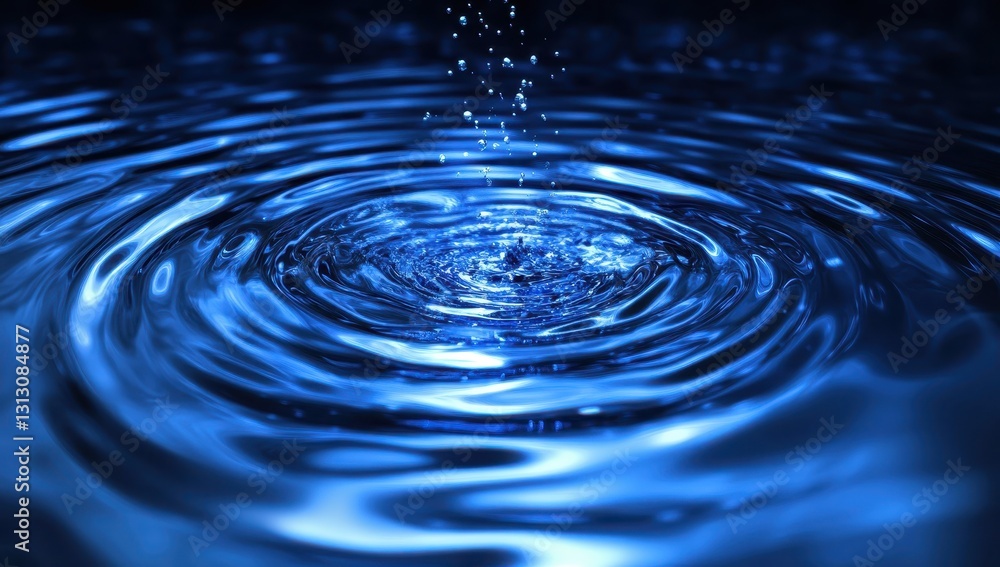 Poster stunning close-up of rippling blue water surface with dynamic light reflections and captivating wate