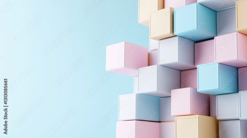 Poster a colorful stack of blocks with a blue background