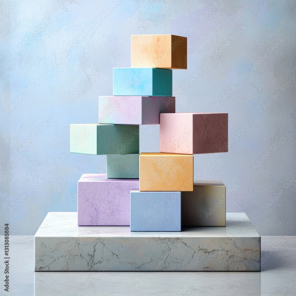 Aufkleber A stack of colorful blocks arranged in a pyramid shape