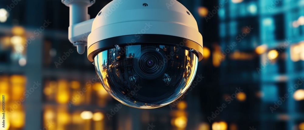 Poster state-of-the-art security camera positioned on a building for effective monitoring and enhanced safe