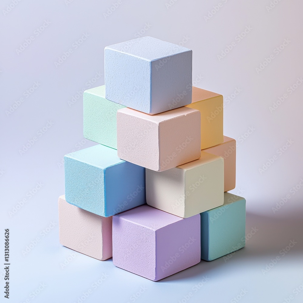 Aufkleber A stack of colorful blocks with a blue one on the bottom