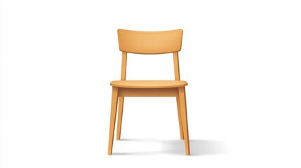 42.A minimalistic wooden chair vector illustration, showcasing a contemporary style with a natural wood finish, gently tapered legs, and a sleek silhouette on a plain white backdrop.
