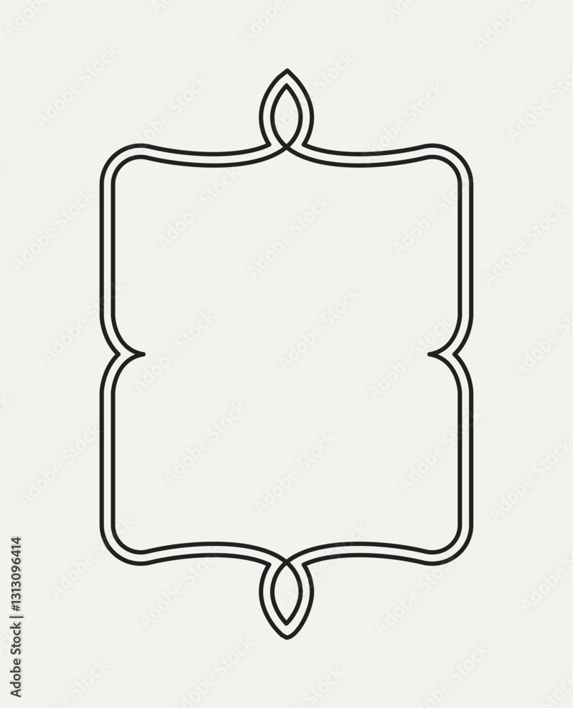 Poster simple outline frame. abstract geometric edge with wavy angles and swirls. thin border with double s