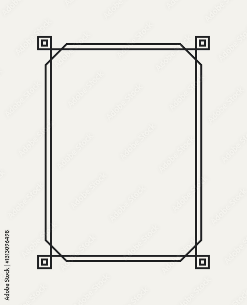 Poster simple outline frame. abstract geometric frame or border with square corners. border with double str