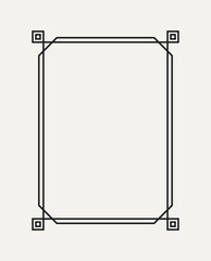 Simple outline frame. Abstract geometric frame or border with square corners. Border with double stroke. Design element for certificate or invitation. Linear vector illustration isolated on background