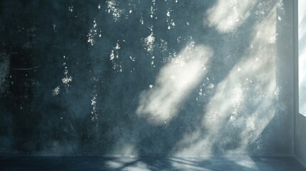 Naklejka premium Empty room with sunlit wall, interior scene, product display