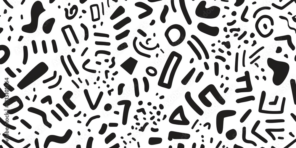 Poster abstract black and white pattern showcasing geometric shapes and lines in a creative design