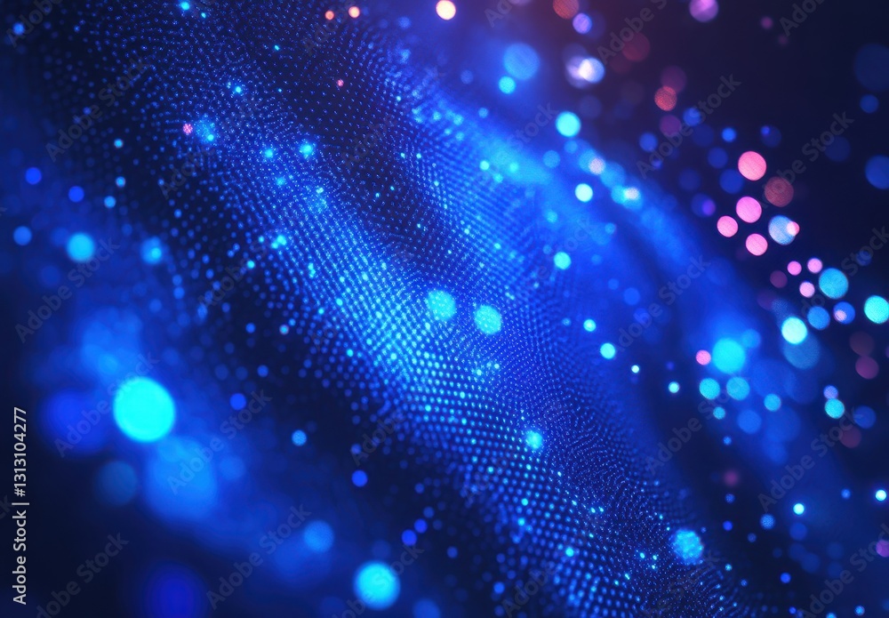 Poster vibrant abstract background with colorful bokeh and glowing dots over glistening textured surface fo
