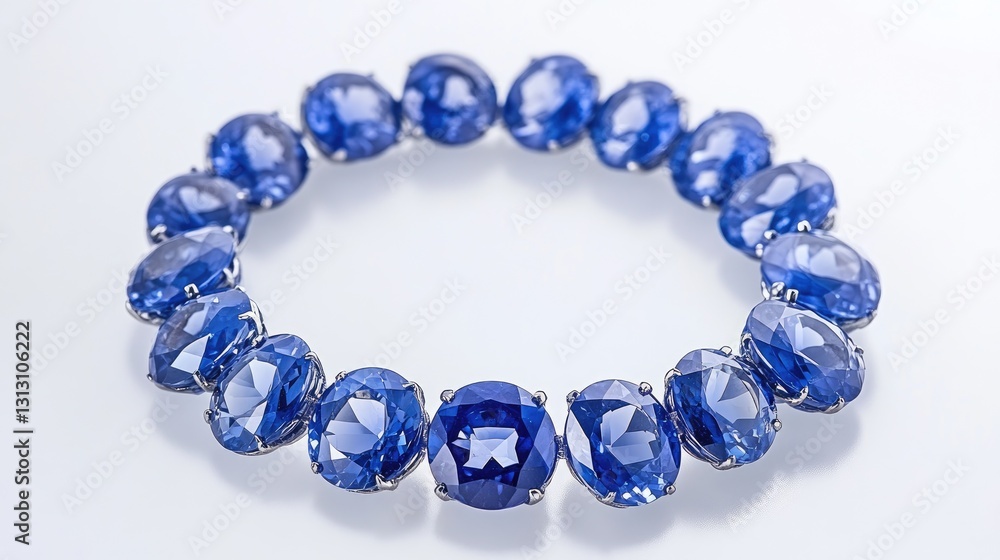 Poster luxury sapphires arranged in a circular pattern, catching light from multiple angles.