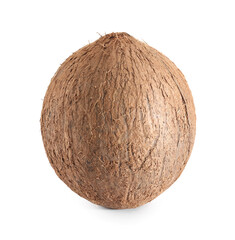 One whole coconut in shell isolated on white